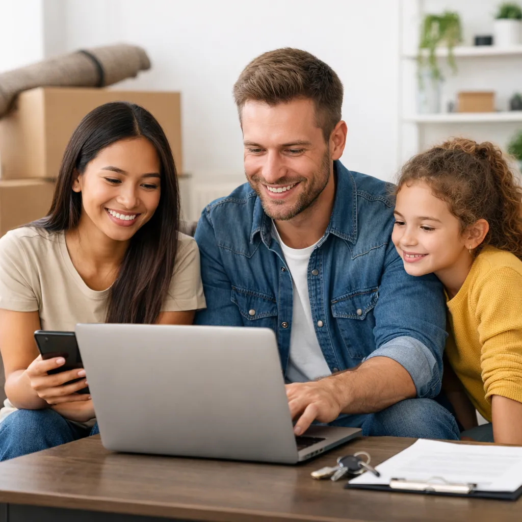 Gezin registreert zich online