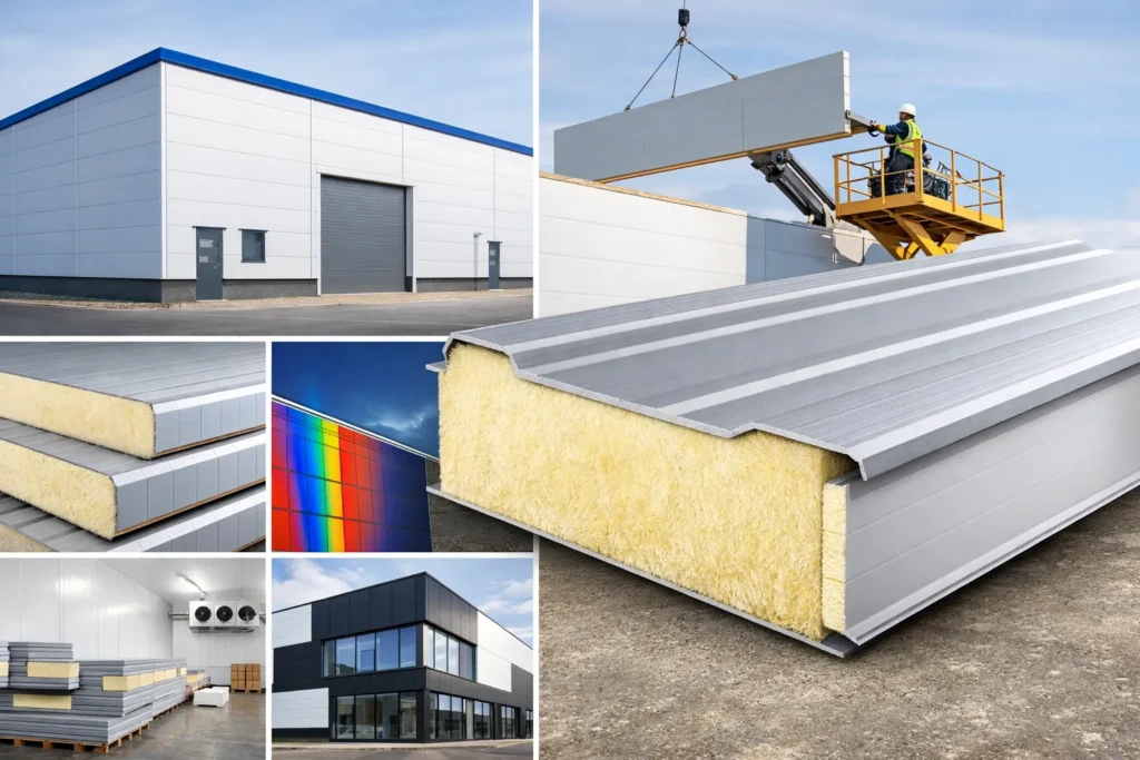 Gevel met sandwichpanelen en zichtbare isolatiekern