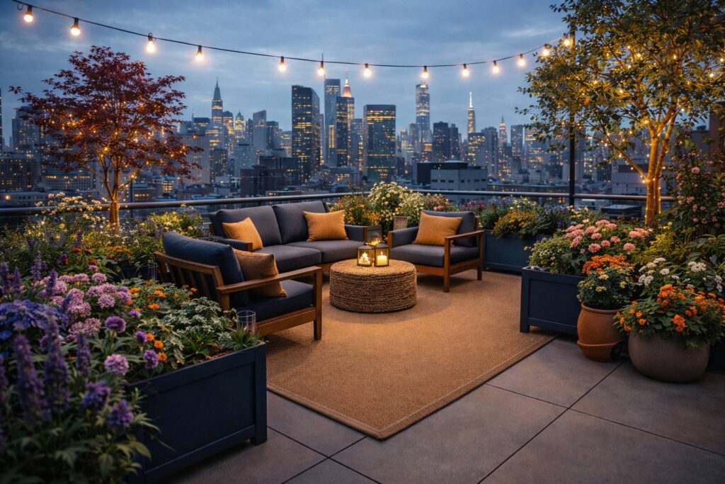 Daktuin als oase in de schemering